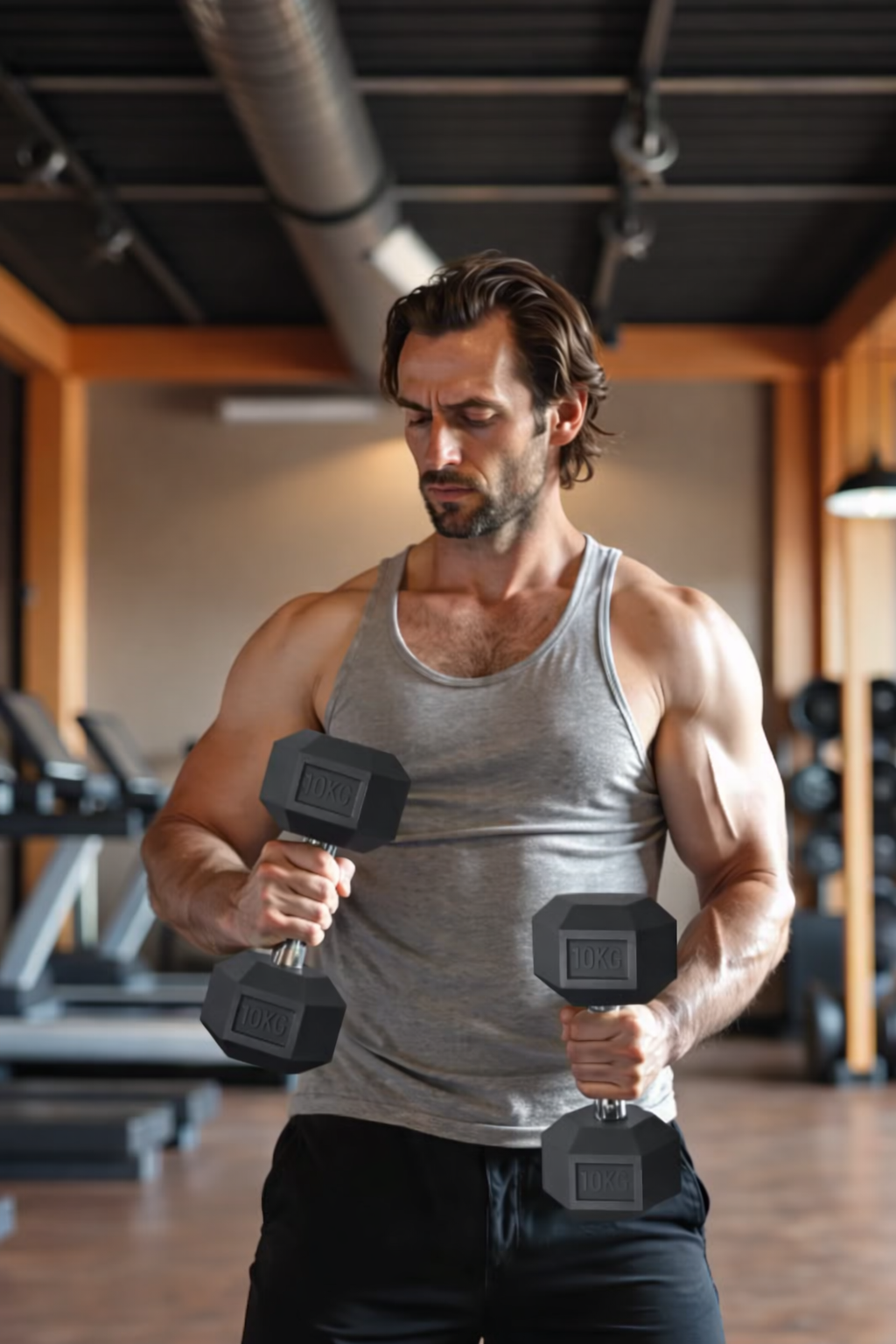 Ensemble de 2 Haltères Hexagonaux de 10kg, Adapté à l'Entraînement chez vous !